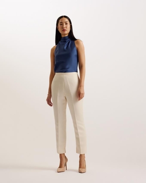 Hauts Ted Baker Draped High Neck Bias Cut Bleu Marine Femme | CPK-92073211